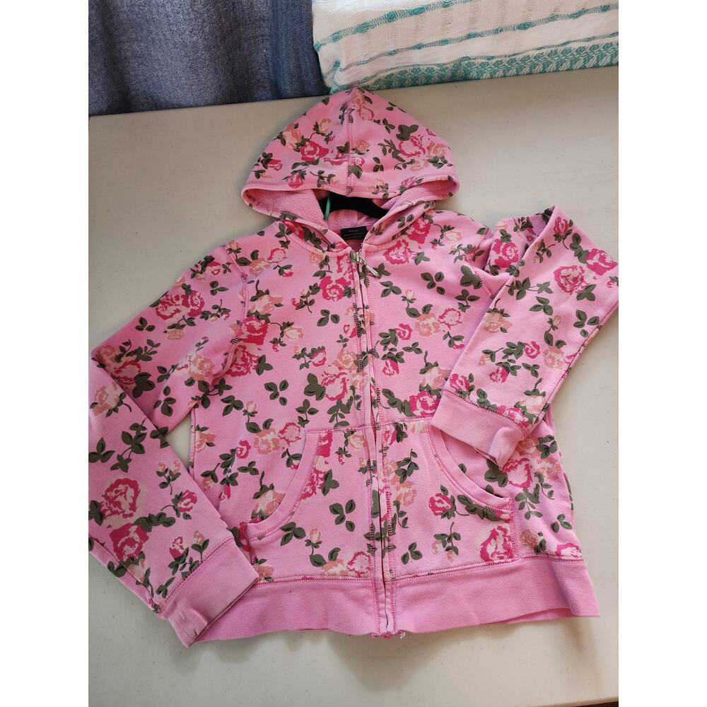Faded Glory Girls Large (10/12) Pink Floral Hoodie